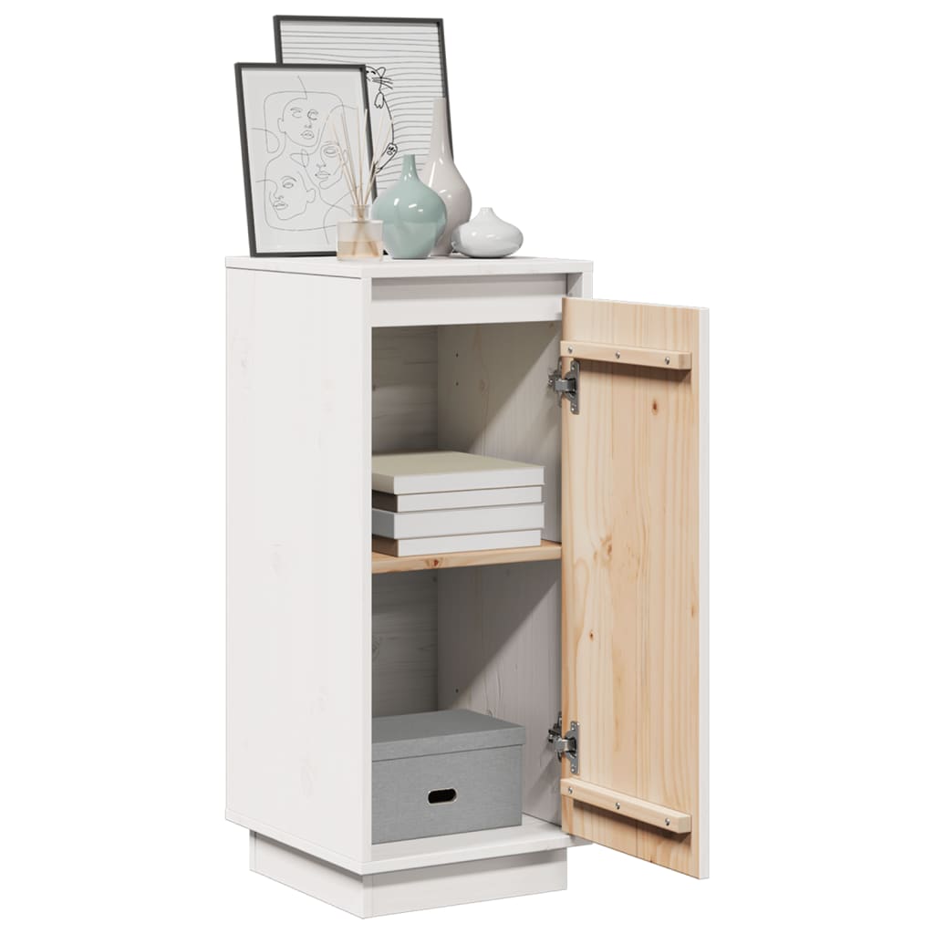 Aparador De Madera Maciza De Pino Blanco 31,5x34x75 Cm / Vetonek_2