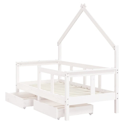 Vidaxl Estructura Cama Niños Con Cajones Madera Pino Blanco 70x140 Cm_3