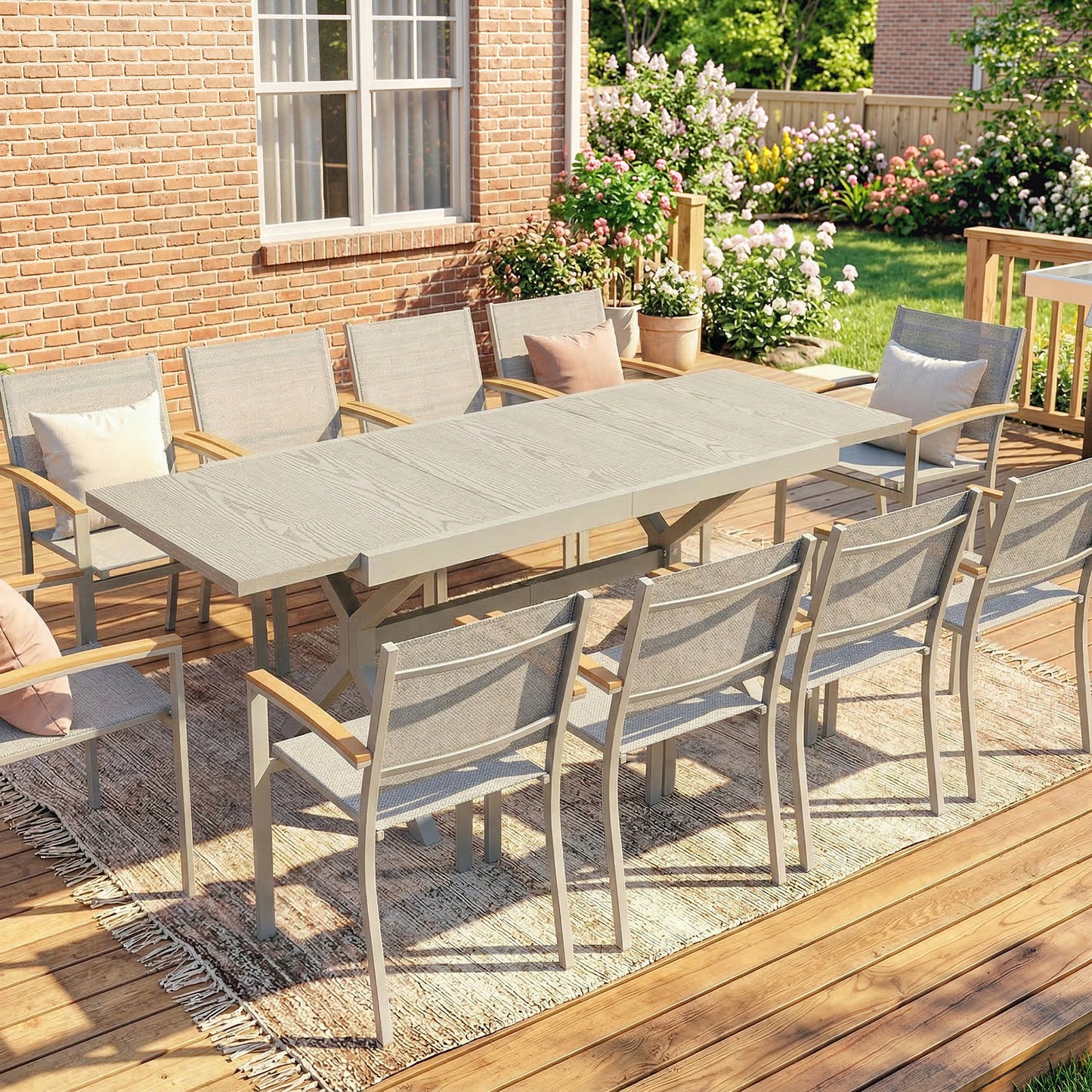 Outsunny Mesa De Jardín Exterior Extensible 154/214x85 Cm De Aluminio Acero Gris_1