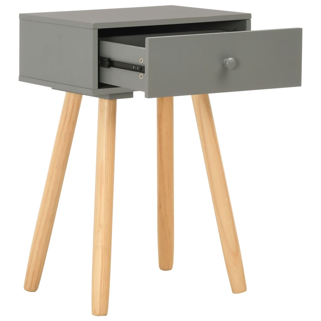Mesitas De Noche 2 Unidades Madera Maciza De Pino Gris_3