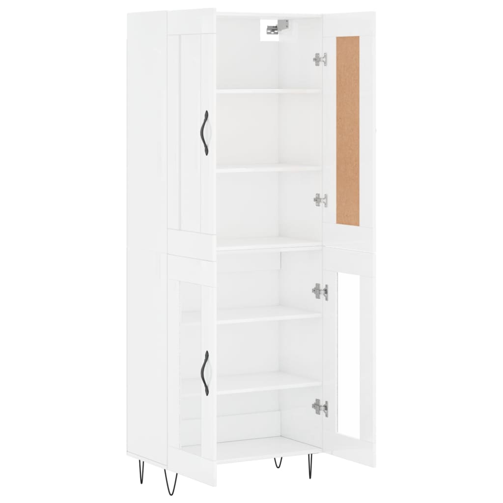 Aparador Alto Madera Contrachapada Blanco Brillo 69,5x34x180 Cm_3
