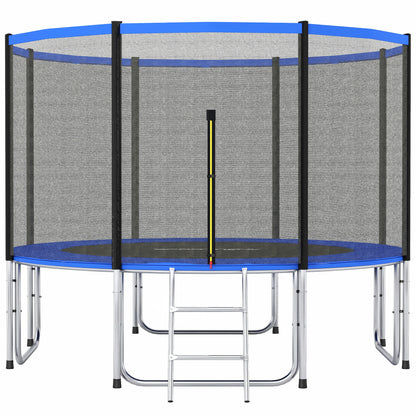 Sportnow Cama Elástica Niños Exterior Ø366 Cm Con Red De Seguridad Escalera Azul_0