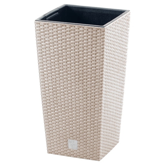 Macetero Color Blanco Roto,con Depósito , Colección Rato Square Eco De 29 X 29 X 55 Cm, Capacidad De 14 L._0