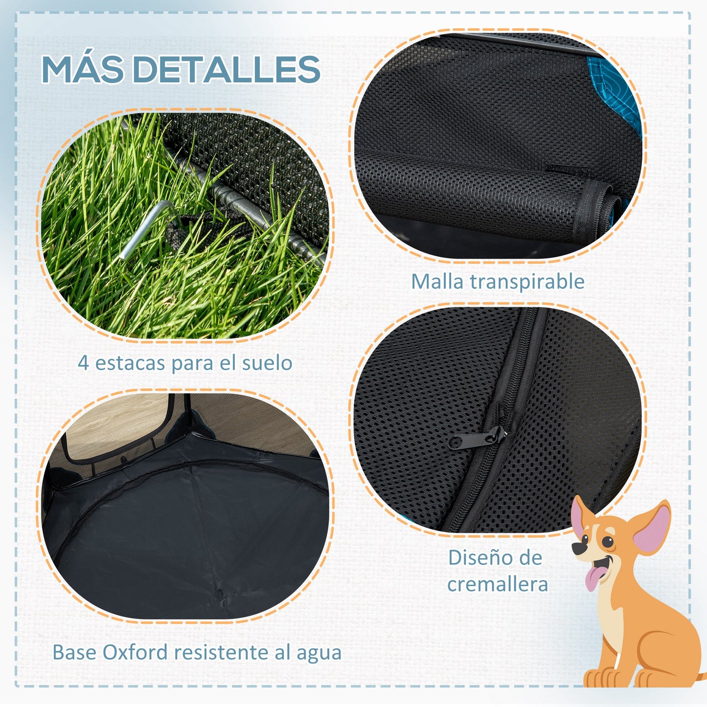 Pawhut Parque Plegable Para Perros 8 Paneles Con Bolsa De Transporte Ø126x58 Cm_3