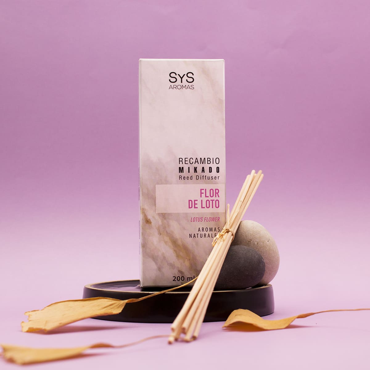 Recambio Mikado Flor de Loto Mármol SYS Aromas 200 ml | Con Palos | Aroma Floral y Oriental | Calmante_3