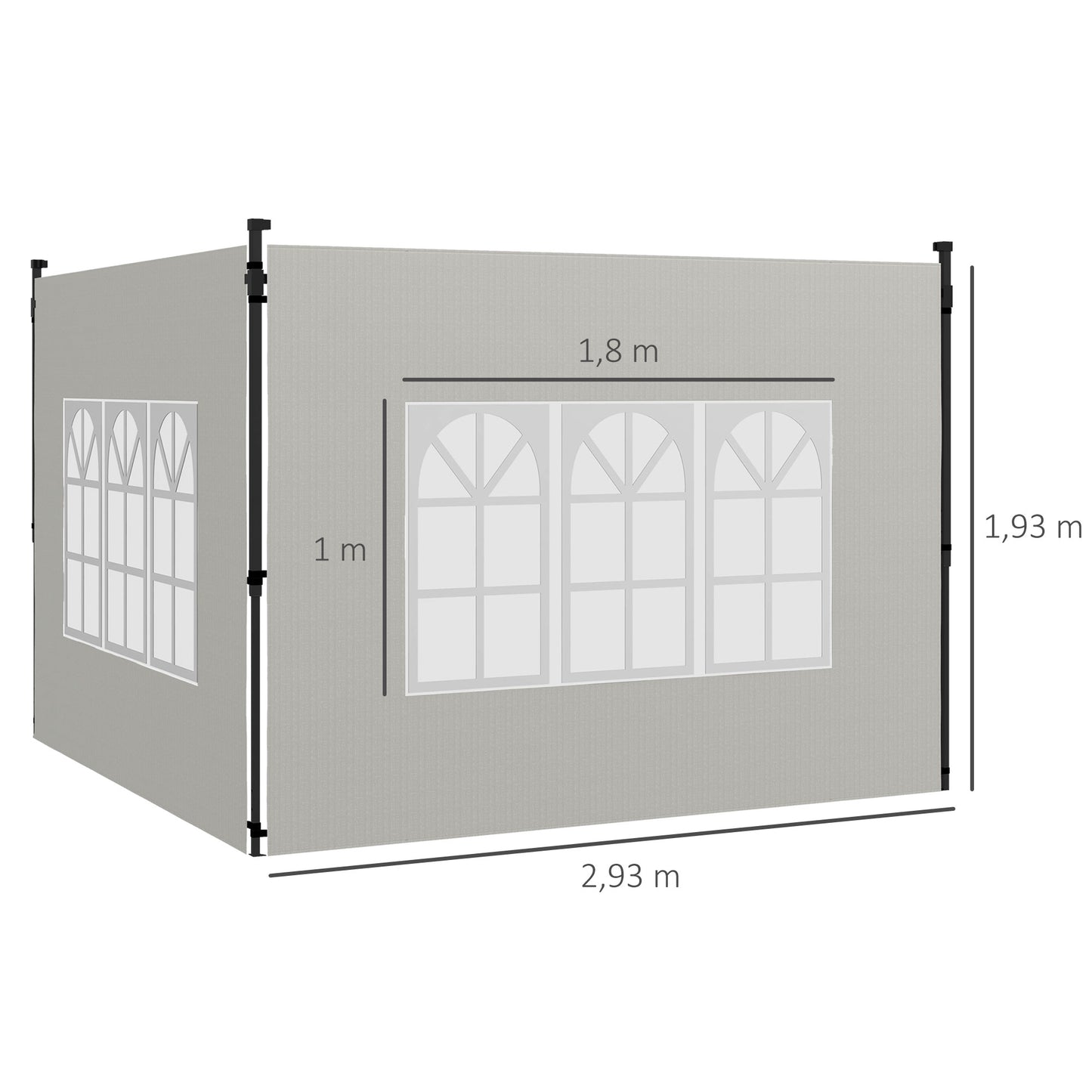 Outsunny Paredes Laterales Para Carpa 3x3 M Y 3x6 M 293x193 Cm Blanco_2