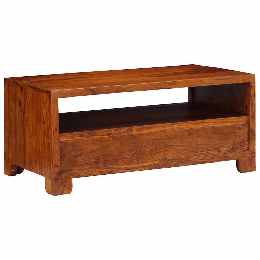 Mesa De Centro De Madera Maciza De Acacia 90x50x40 Cm_2