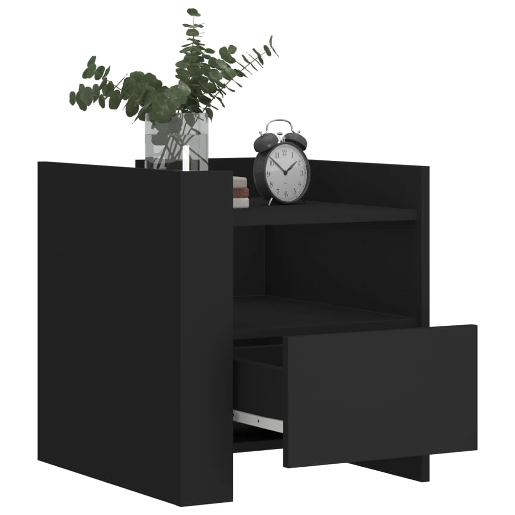 Mesita De Noche Madera De Ingeniería Negro 45x50x50 Cm_1