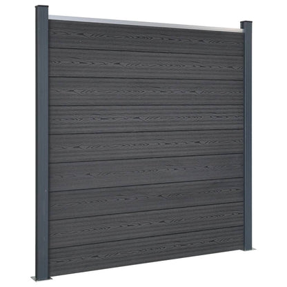 Juego De Paneles De Valla Wpc Gris 353x186 Cm / Vetonek_0