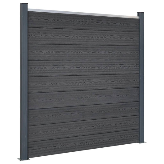 Juego De Paneles De Valla Wpc Gris 353x186 Cm / Vetonek_0