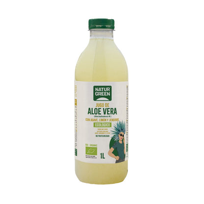Jugo de aloe vera con ágave, limón y gengibre NaturGreen 1 L