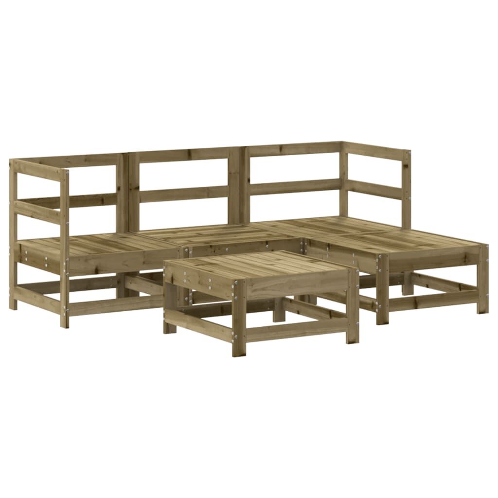 Vidaxl Juego De Sofás De Jardín 5 Piezas Madera De Pino Impregnada_0