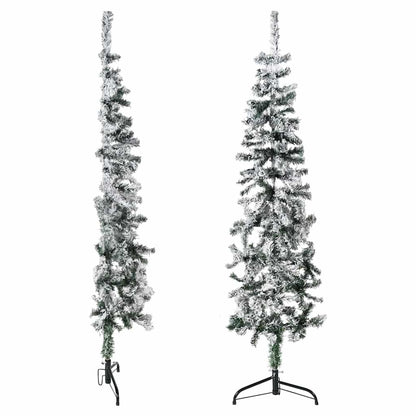 Vidaxl Mitad Árbol Navidad Artificial Delgado Con Nieve 150 Cm_3