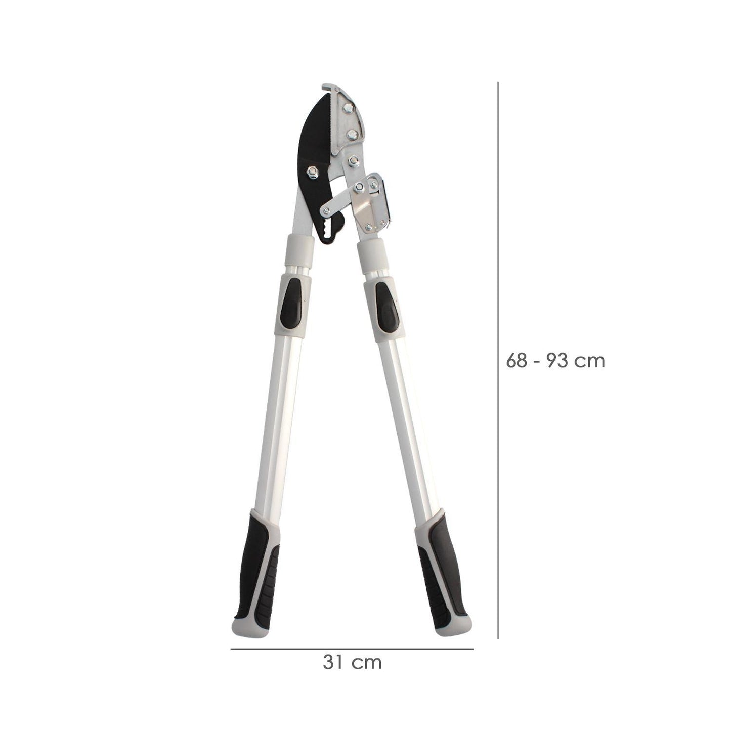 Tijeras Podar 2 Manos Yunque. Telescopica De 68 A 95 Cm. Mango Aluminio Multiplicador Fuerza, Corte Ø 35 Mm. Empuñadura Tpr