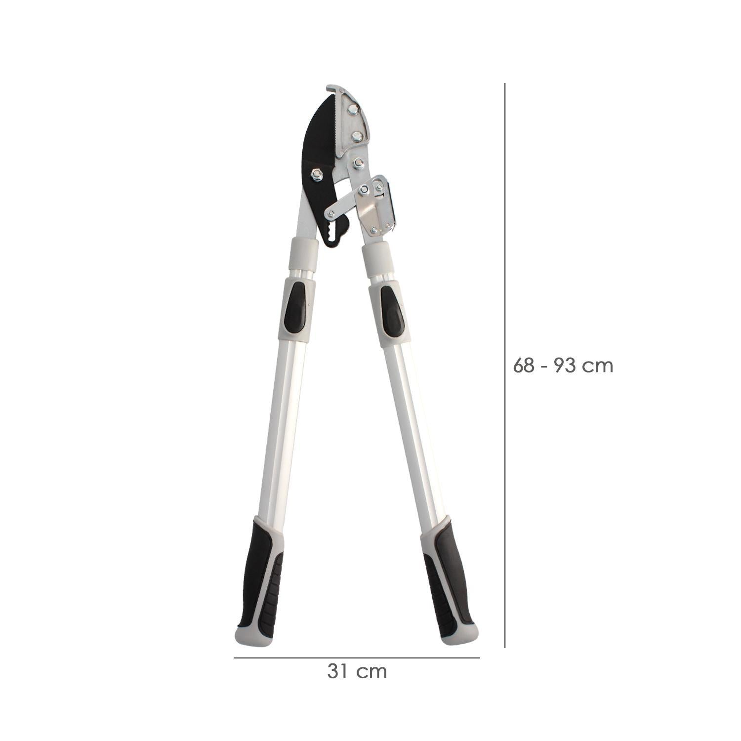 Tijeras Podar 2 Manos Yunque. Telescopica De 68 A 95 Cm. Mango Aluminio Multiplicador Fuerza, Corte Ø 35 Mm. Empuñadura Tpr