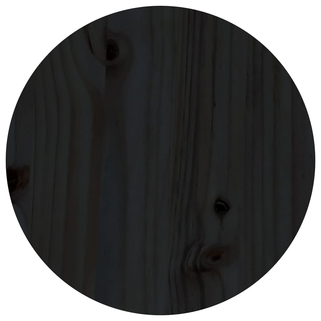 Mesa De Centro De Madera Maciza De Pino Negro Ø35x35 Cm_4