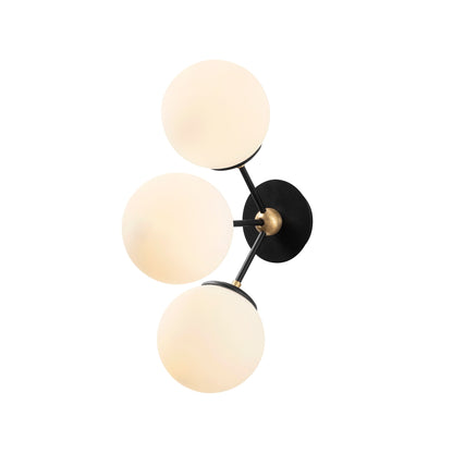 Aplique De Pared, Metal , Negro blanco, 15x30x44, Casquillo 3 X E 27 Max 40 W_0