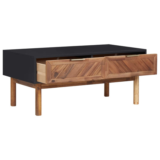 Mesa De Centro De Madera Maciza De Acacia Y Mdf 90x50x40 Cm_0