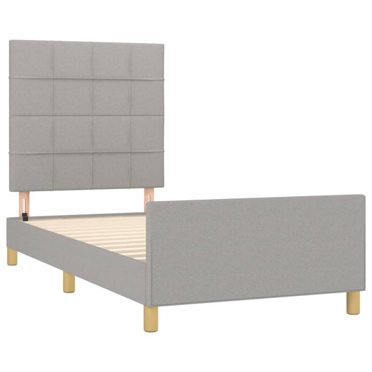 Estructura De Cama Con Cabecero De Tela Gris Claro 80x200 Cm / Vetonek_0