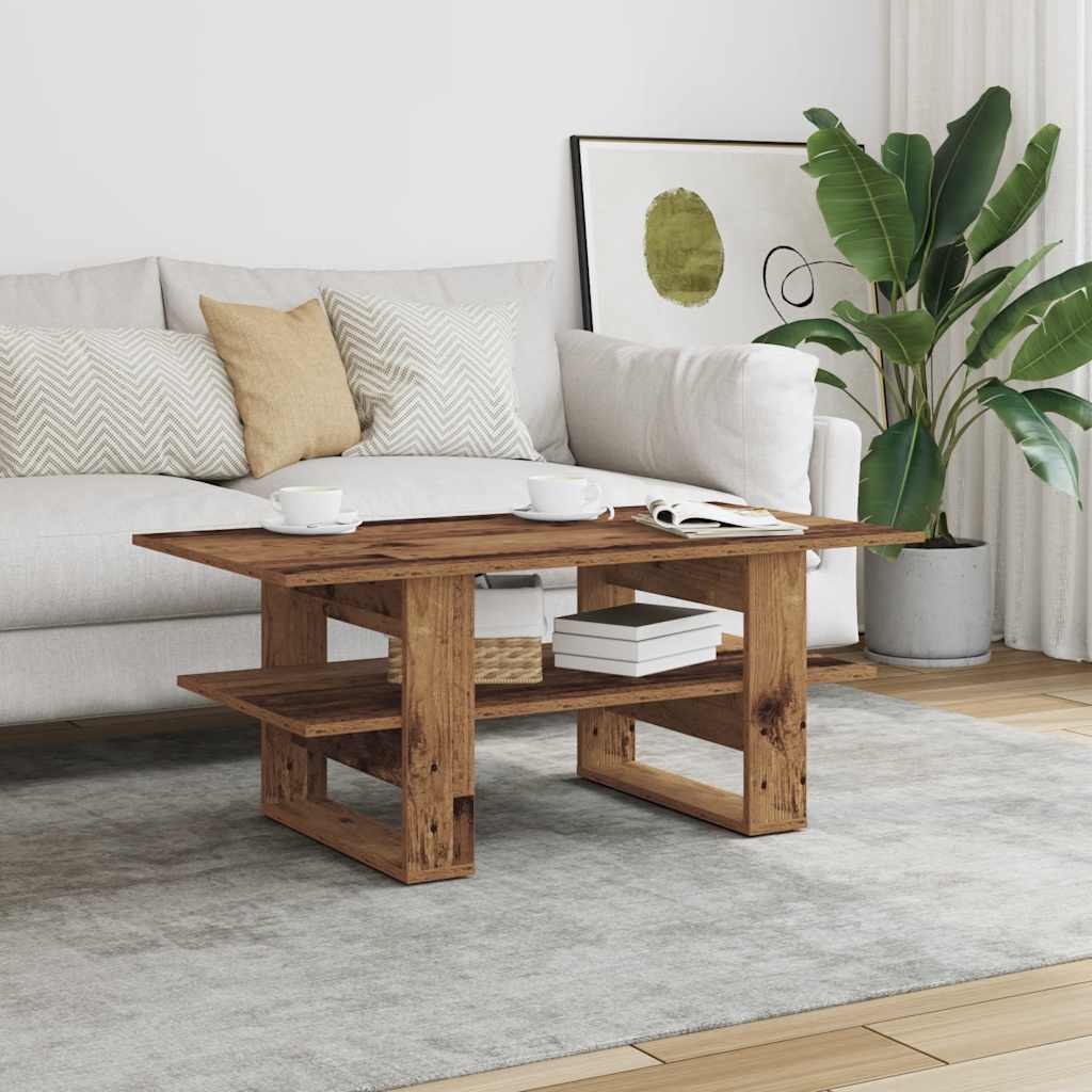 Mesa De Centro Madera Ingeniería Madera Envejecida 102x55x42 Cm_1