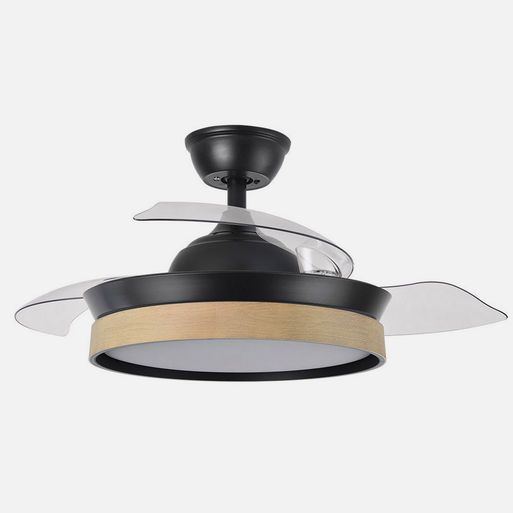 Ventilador Dc Iglu Negro/haya 72w 6120lm 91d 3asp.desplegable 3000-4000-6000k Remoto, Temporizador, Memoria_2