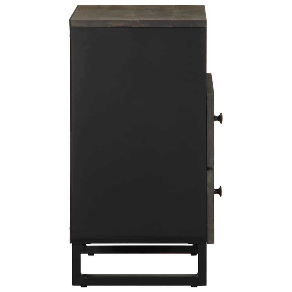 Mesilla De Noche Negra 50x33x62 Cm Madera Maciza Mango_2