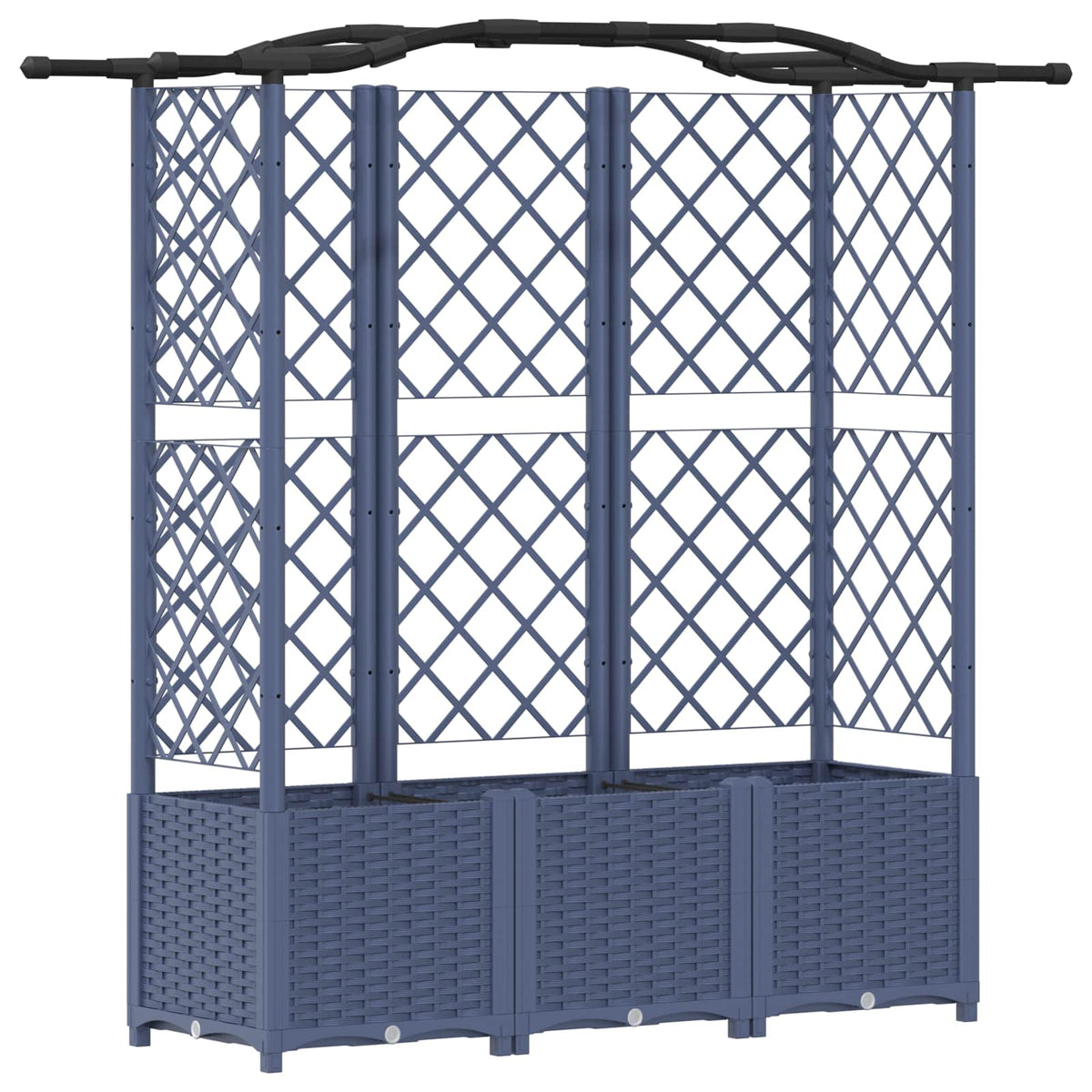 Cama Elevada Con Trellis Y Techo Gris 163 X 40 X 138 Cm Pp_0