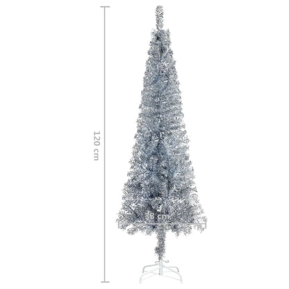 Vidaxl Árbol De Navidad Delgado Plateado 120 Cm_2