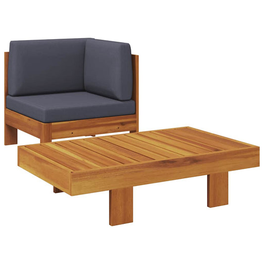 Vidaxl Muebles De Jardín 2 Pzas Cojines Madera Acacia Gris Oscuro_0