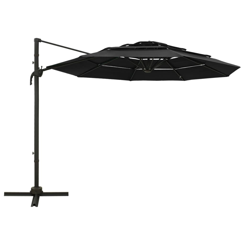 Vidaxl Sombrilla Jardín De 4 Niveles Con Palo De Aluminio Negro 3x3 Cm_1