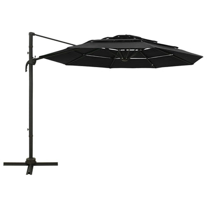 Vidaxl Sombrilla Jardín De 4 Niveles Con Palo De Aluminio Negro 3x3 Cm_1