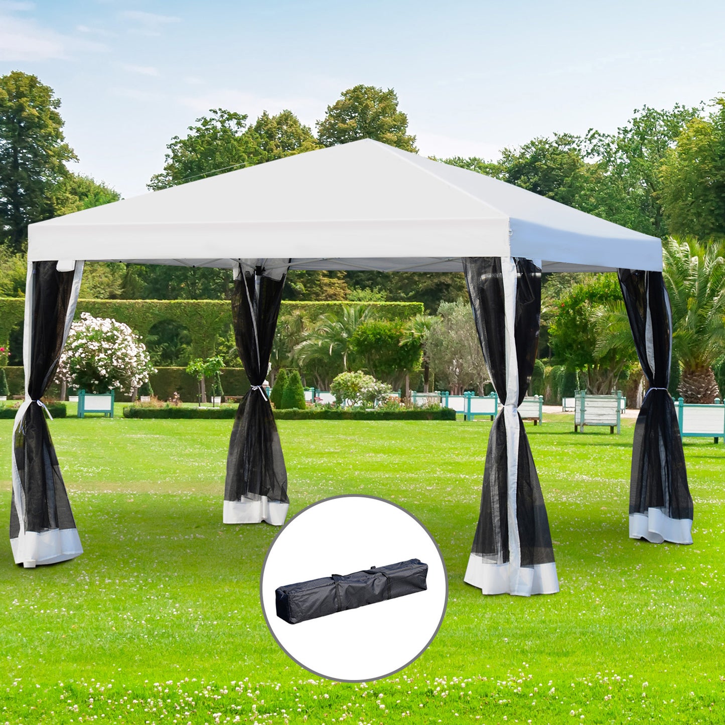 Outsunny Carpa Plegable 3x3m Paredes De Mosquitera Extraíbles Con Cremallera_1