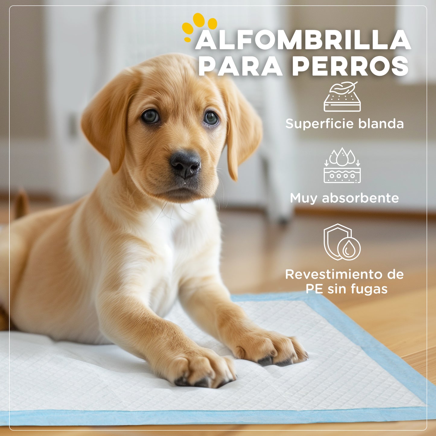 Pawhut Empapadores Para Perros 80 Unidad 60x60 Cm Diseño De 6 Capas Azul_3