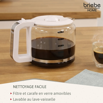 Briebe Cafetera Goteo 10 Tazas Máquina De Café Filtro Reutilizable, Función Mantener Caliente, 1,25 L, Cm1171wht,blanco_4