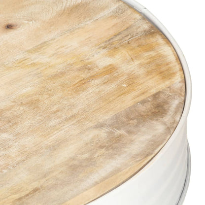 Mesa De Centro De Madera De Mango Maciza Blanca 68x68x36 Cm_2