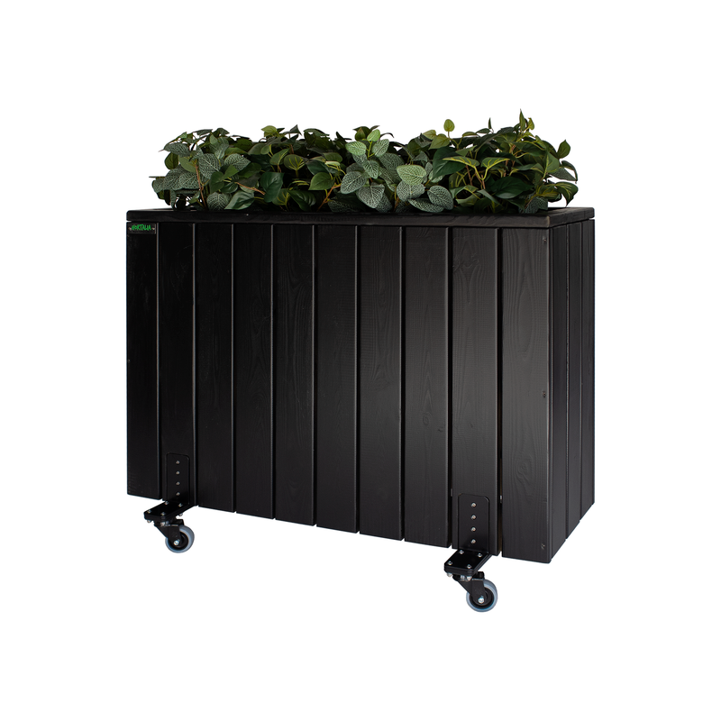 Jardinera Alta De Madera Con Ruedas 100x34x80 Cm Ebony Black Hortalia_0