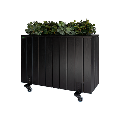 Jardinera Alta De Madera Con Ruedas 100x34x80 Cm Ebony Black Hortalia_0