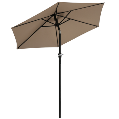 Outsunny Sombrilla De Jardín Ø230x216 Cm Con Techo Basculante Impermeable Caqui_0