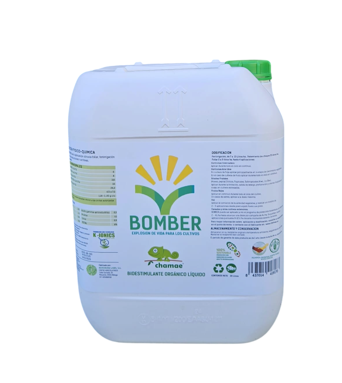 Bioestimulante Bomber Con Aminoácidos De Origen Vegetal Chamae, 20 Litros._0