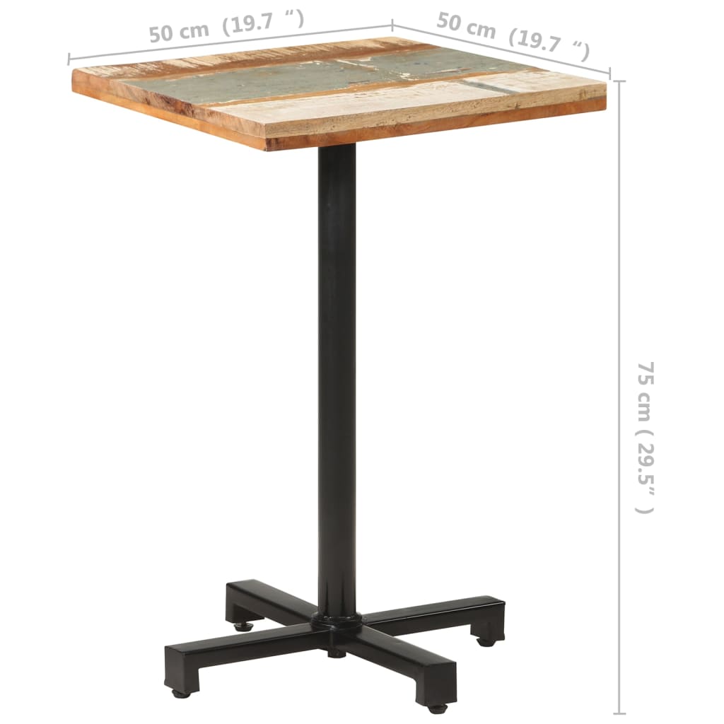 Mesa De Bistró Cuadrada Madera Maciza Reciclada 50x50x75 Cm_4