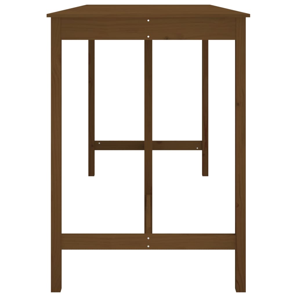Mesa Alta De Bar Madera Maciza Pino Marrón Miel 180x80x110 Cm_2