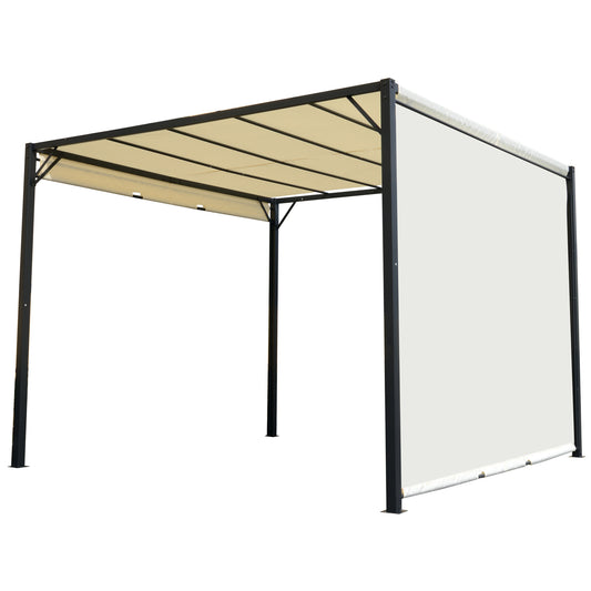 Outsunny Pérgola Gazebo Cenador Con Techo Retráctil Y Pared Lateral Acero_0