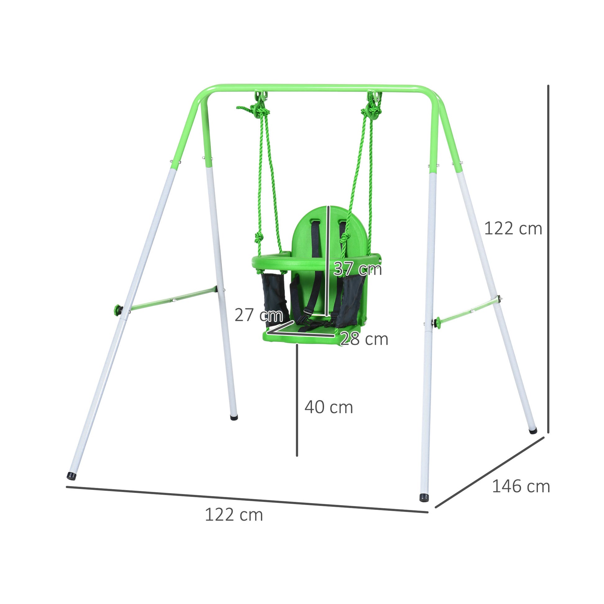 Outsunny Columpio Infantil De Acero Para Niños De 6-36 Meses 122x146x122cm Verde_2