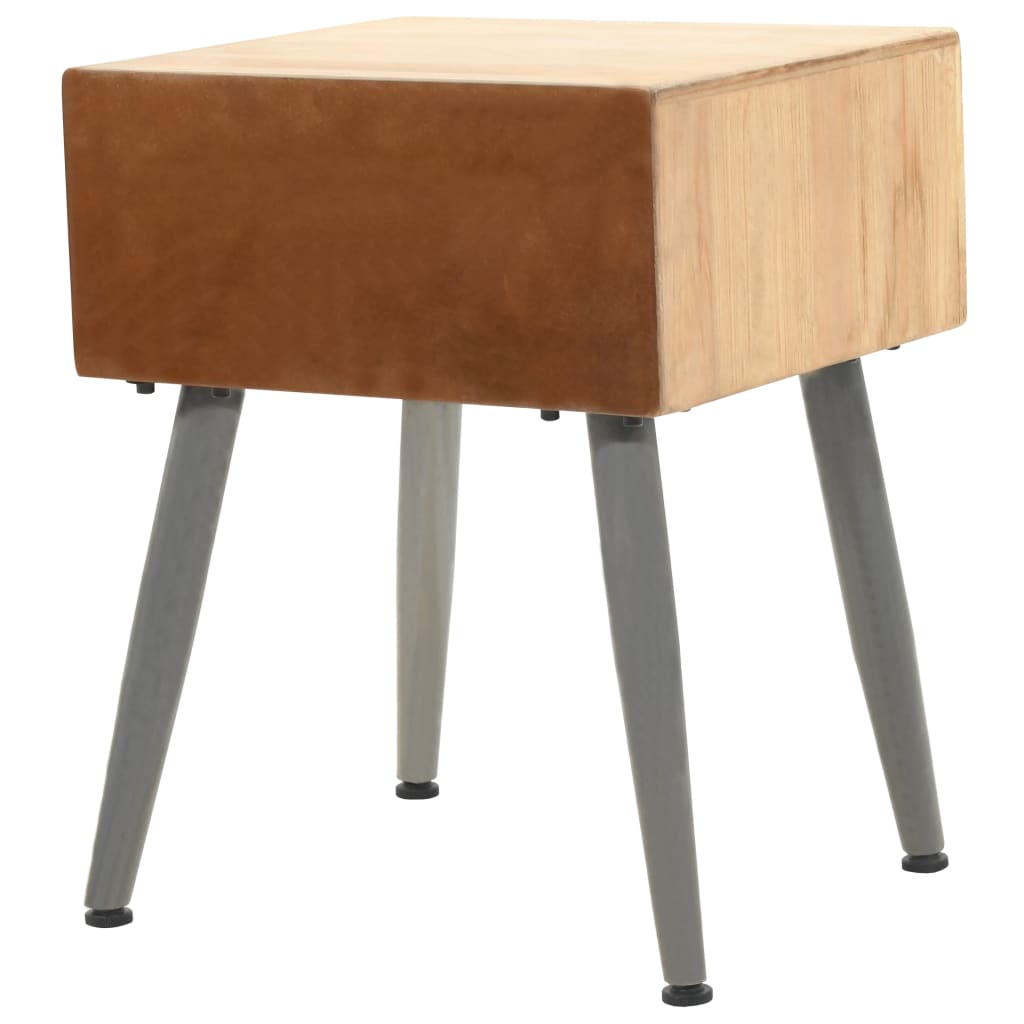 Mesita De Noche De Madera Maciza De Abeto 43x38x50 Cm_2