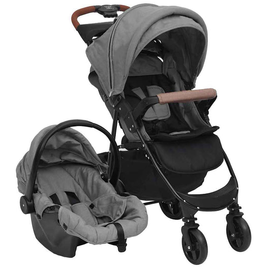 Vidaxl Carrito De Bebés 3 En 1 De Acero Gris Claro_0