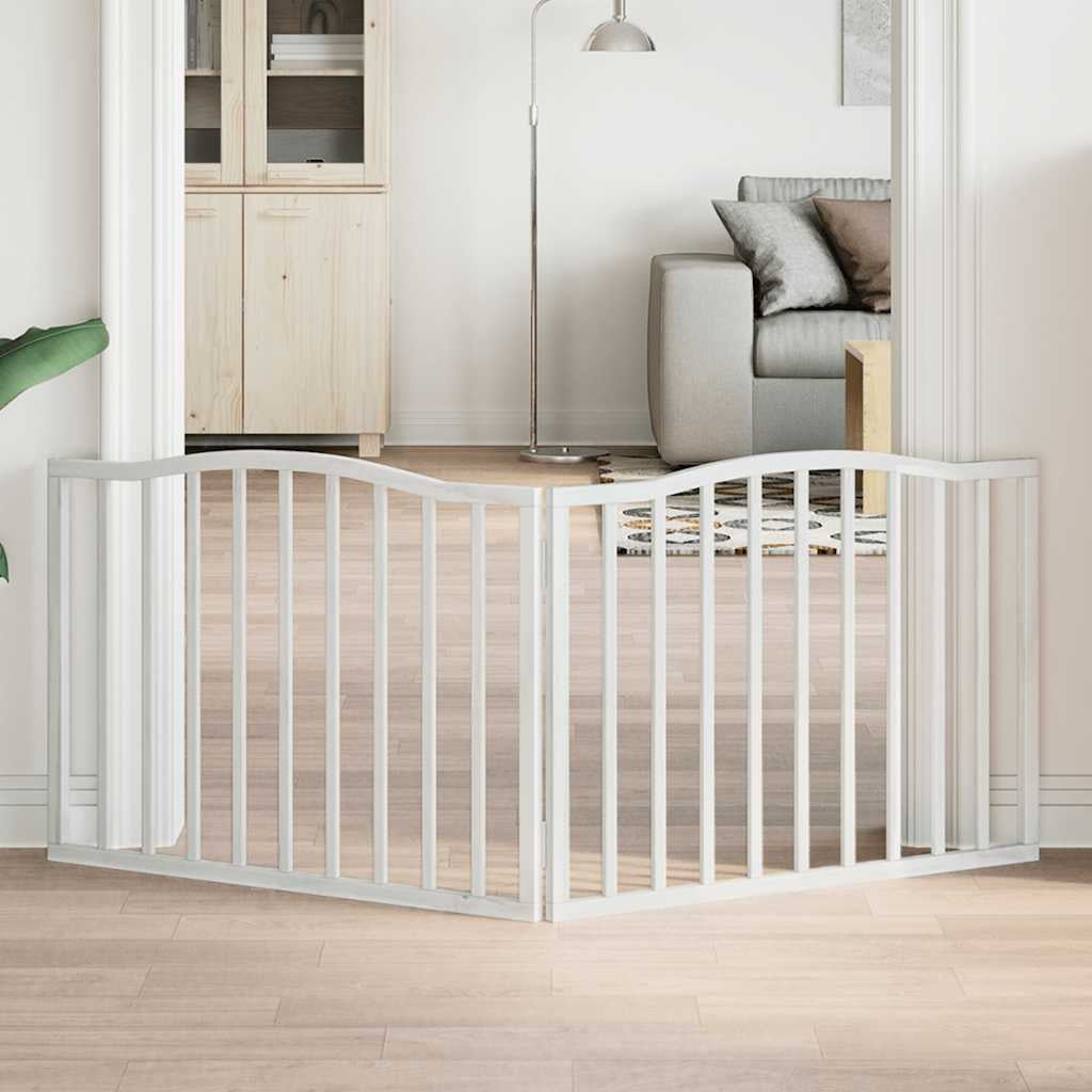 Vidaxl Puerta Para Perros Plegable 2 Paneles Madera Álamo Blanca 160cm_1