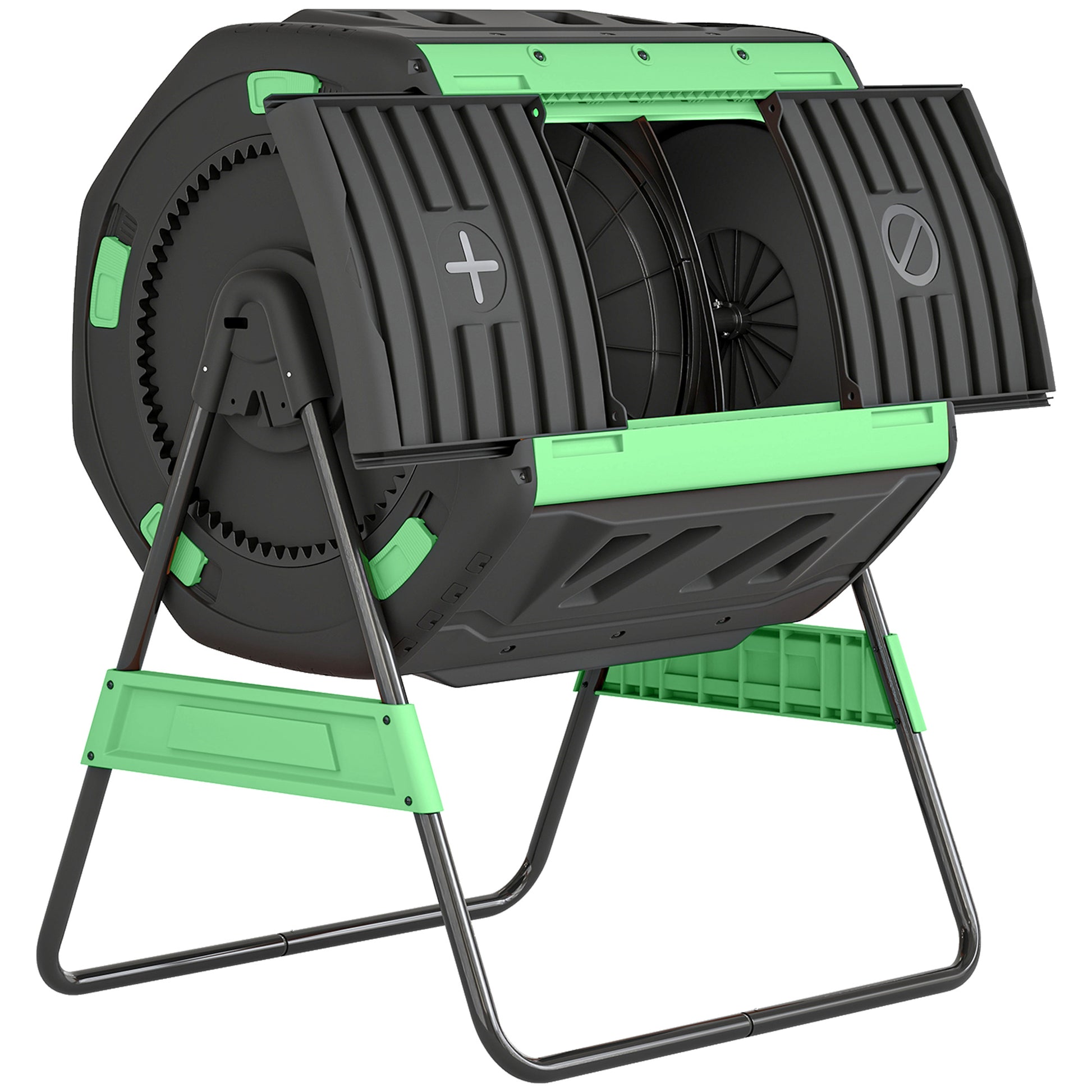 Outsunny Compostador Giratorio De 200l Doble Cámara Sin Bpa Verde_0