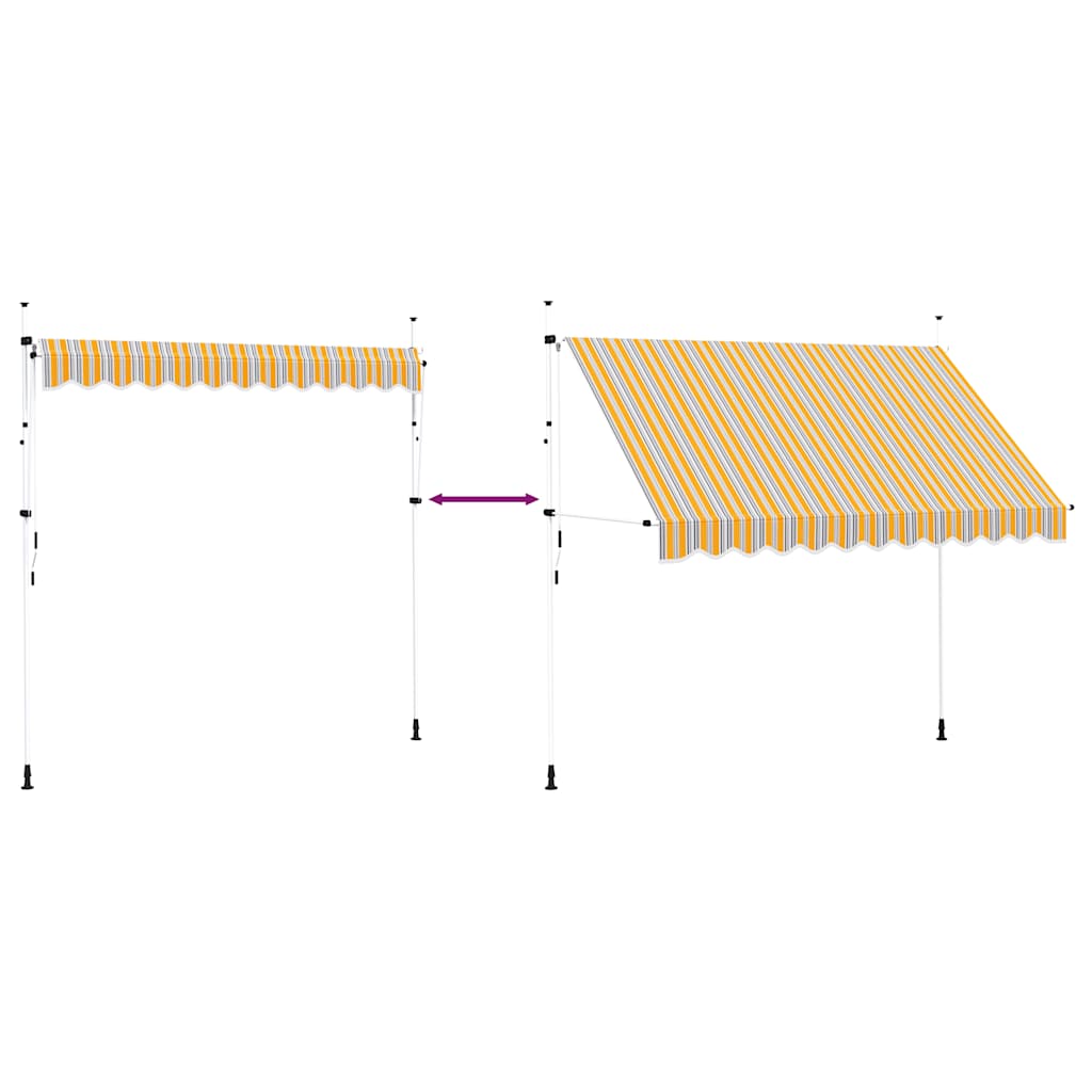 Toldo Manual Retráctil 300 Cm Amarillo Y Azul A Rayas_5