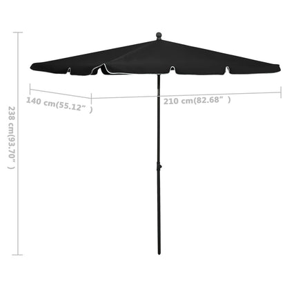 Vidaxl Sombrilla De Jardín Con Palo Negro 210x140 Cm_2