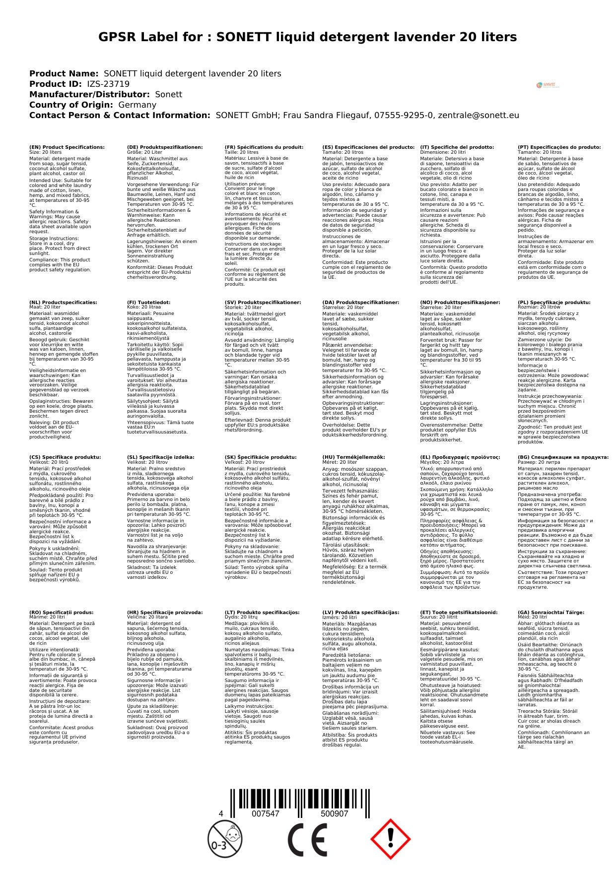 Detergente Lavanda, Líquido, 20 Litros, Natural Y Ecológico_1